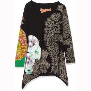 Desigual Green & Black Rose Yesi Tunic